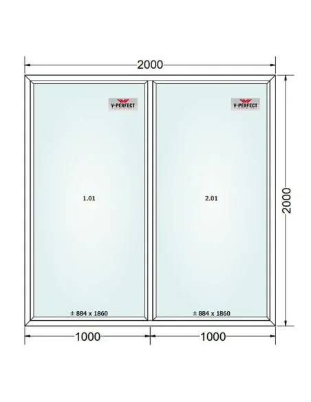 Okno PCV 200 x 200 cm FIX-FIX Trzyszybowe Schüco LivIng 82