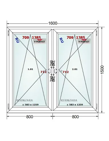 Okno PCV 160 x 150 cm Rozwierno-Uchylne - Rozwierno-Uchylne Trzyszybowe Schüco LivIng 82