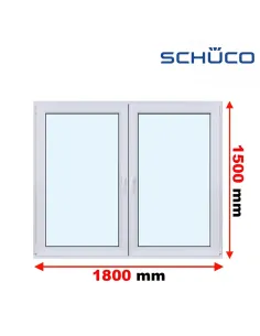 Okno PCV 180 x 150 cm Rozwierne - Rozwierno-Uchylne Trzyszybowe Schüco LivIng 82