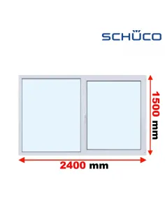 Okno PCV 240 x 150 cm FIX - Rozwierno-Uchylne Trzyszybowe Schüco LivIng 82