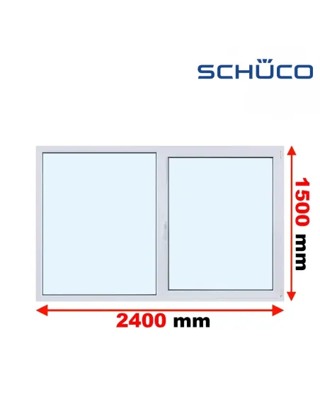 Okno PCV 240 x 150 cm FIX - Rozwierno-Uchylne Trzyszybowe Schüco LivIng 82