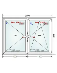Okno PCV 200 x 150 cm Rozwierne - Rozwierno-Uchylne Trzyszybowe Schüco LivIng 82 2