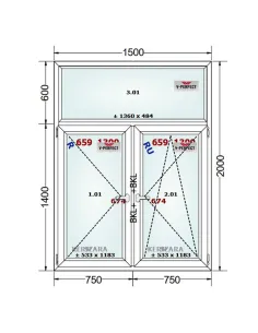 Okno PCV 150 x 200 cm FIX - Rozwierne - Rozwierno-Uchylne Trzyszybowe Schüco LivIng 82 2