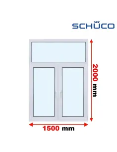 Okno PCV 150 x 200 cm FIX - Rozwierne - Rozwierno-Uchylne Trzyszybowe Schüco LivIng 82