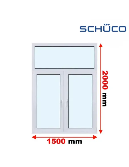 Okno PCV 150 x 200 cm FIX - Rozwierne - Rozwierno-Uchylne Trzyszybowe Schüco LivIng 82