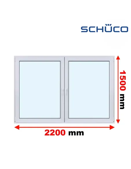 Okno PCV 220 x 150 cm Rozwierne - Rozwierno-Uchylne Trzyszybowe Schüco LivIng 82