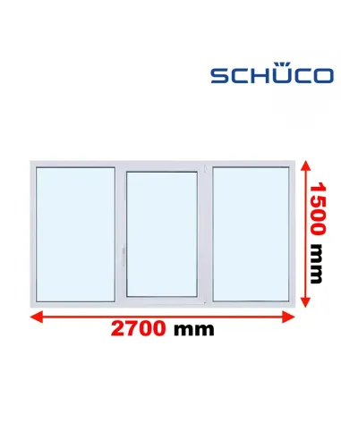 Okno PCV 270 x 150 cm FIX - Rozwierno-Uchylne - FIX Trzyszybowe Schüco LivIng 82