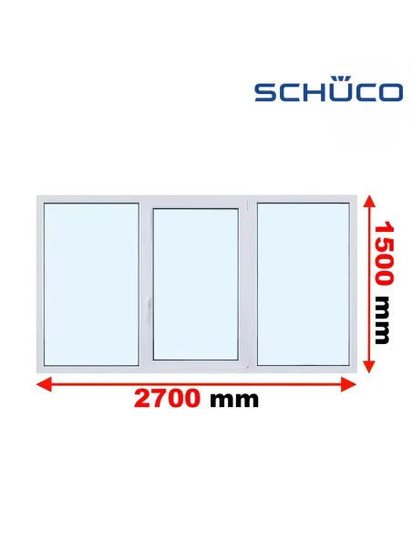 Okno PCV 270 x 150 cm FIX - Rozwierno-Uchylne - FIX Trzyszybowe Schüco LivIng 82