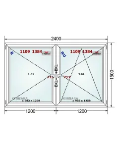 Okno PCV 240 x 150 cm Rozwierne - Rozwierno-Uchylne Trzyszybowe Schüco LivIng 82 2