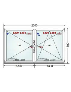 Okno PCV 260 x 150 cm Rozwierne - Rozwierno-Uchylne Trzyszybowe Schüco LivIng 82 2