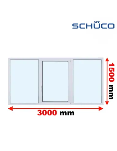 Okno PCV 300 x 150 cm FIX - Rozwierno-Uchylne - FIX Trzyszybowe Schüco LivIng 82