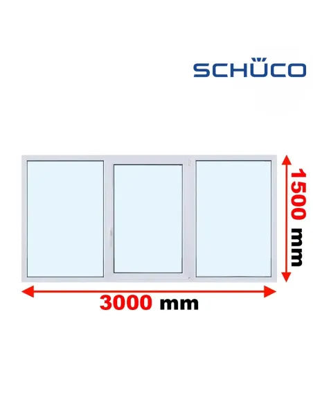 Okno PCV 300 x 150 cm FIX - Rozwierno-Uchylne - FIX Trzyszybowe Schüco LivIng 82