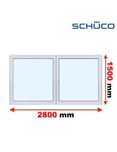 Okno PCV 280 x 150 cm Rozwierne - Rozwierno-Uchylne Trzyszybowe Schüco LivIng 82