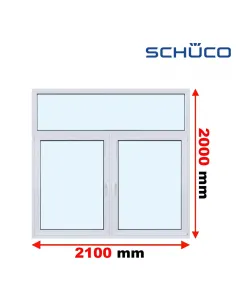 Okno PCV 210 x 200 cm FIX - Rozwierne - Rozwierno-Uchylne Trzyszybowe Schüco LivIng 82