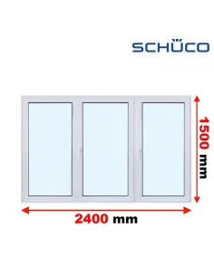 Okno PCV 240 x 150 cm Rozwierne - Rozwierno-Uchylne - Rozwierne Trzyszybowe Schüco LivIng 82