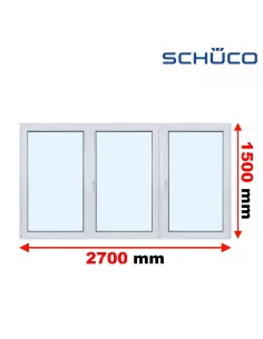 Okno PCV 270 x 150 cm Rozwierne - Rozwierno-Uchylne - Rozwierne Trzyszybowe Schüco LivIng 82