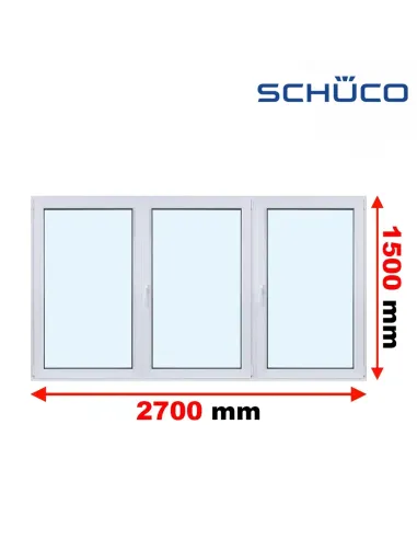 Okno PCV 270 x 150 cm Rozwierne - Rozwierno-Uchylne - Rozwierne Trzyszybowe Schüco LivIng 82