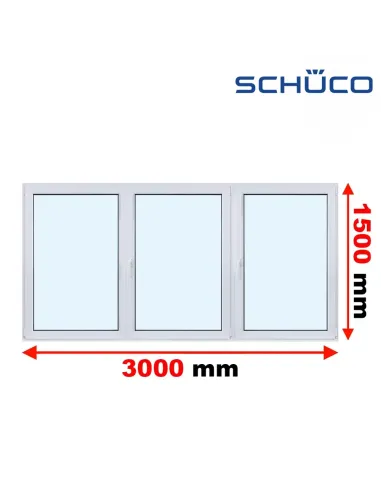 Okno PCV 300 x 150 cm Rozwierne - Rozwierno-Uchylne - Rozwierne Trzyszybowe Schüco LivIng 82