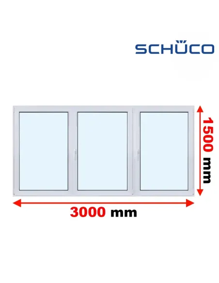 Okno PCV 300 x 150 cm Rozwierne - Rozwierno-Uchylne - Rozwierne Trzyszybowe Schüco LivIng 82