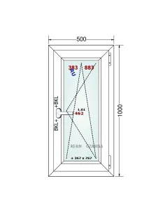Okno PCV 50 x 100 cm Rozwierno-Uchylne Dwuszybowe Gealan S 8000 2