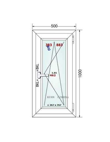 Okno PCV 50 x 100 cm Rozwierno-Uchylne Dwuszybowe Gealan S 8000