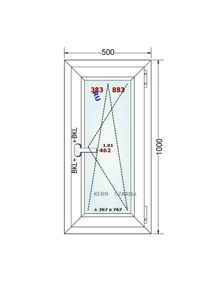 Okno PCV 50 x 100 cm Rozwierno-Uchylne Dwuszybowe Gealan S 8000