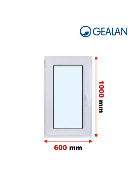 Okno PCV 60 x 100 cm Rozwierno-Uchylne Dwuszybowe Gealan S 8000