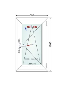 Okno PCV 60 x 100 cm Rozwierno-Uchylne Dwuszybowe Gealan S 8000 2