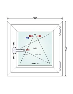 Okno PCV 60 x 60 cm Rozwierno-Uchylne Dwuszybowe Gealan S 8000 2