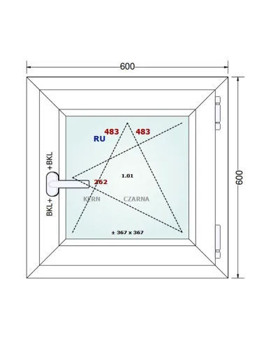 Okno PCV 60 x 60 cm Rozwierno-Uchylne Dwuszybowe Gealan S 8000