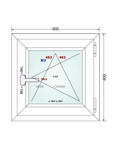 Okno PCV 60 x 60 cm Rozwierno-Uchylne Dwuszybowe Gealan S 8000