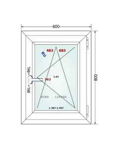 Okno PCV 60 x 80 cm Rozwierno-Uchylne Dwuszybowe Gealan S 8000 2