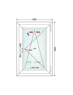 Okno PCV 60 x 90 cm Rozwierno-Uchylne Dwuszybowe Gealan S 8000 2