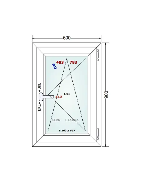 Okno PCV 60 x 90 cm Rozwierno-Uchylne Dwuszybowe Gealan S 8000