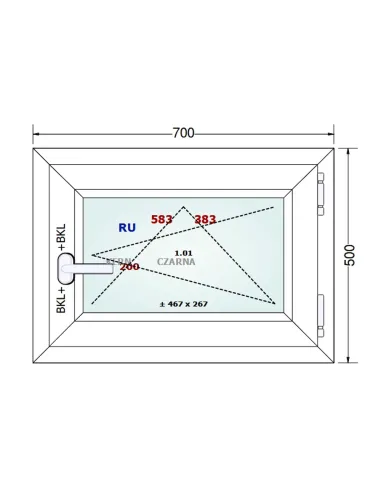 Okno PCV 70 x 50 cm Rozwierno-Uchylne Dwuszybowe Gealan S 8000