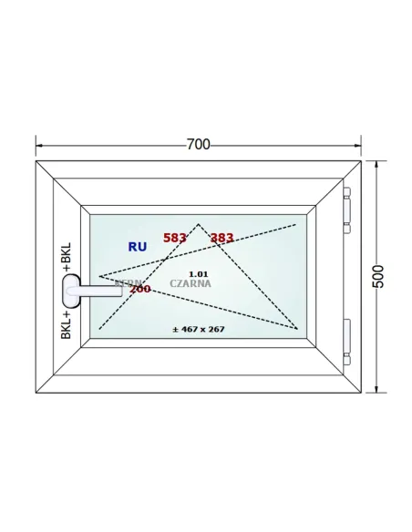 Okno PCV 70 x 50 cm Rozwierno-Uchylne Dwuszybowe Gealan S 8000