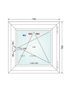 Okno PCV 70 x 70 cm Rozwierno-Uchylne Dwuszybowe Gealan S 8000 2