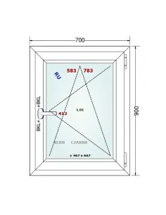 Okno PCV 70 x 90 cm Rozwierno-Uchylne Dwuszybowe Gealan S 8000 2