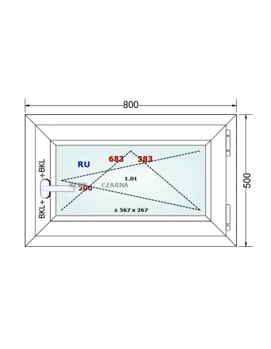 Okno PCV 80 x 50 cm Rozwierno-Uchylne Dwuszybowe Gealan S 8000