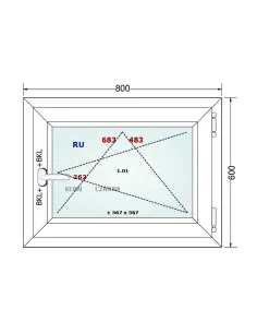 Okno PCV 80 x 60 cm Rozwierno-Uchylne Dwuszybowe Gealan S 8000 2