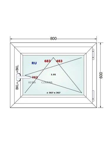 Okno PCV 80 x 60 cm Rozwierno-Uchylne Dwuszybowe Gealan S 8000