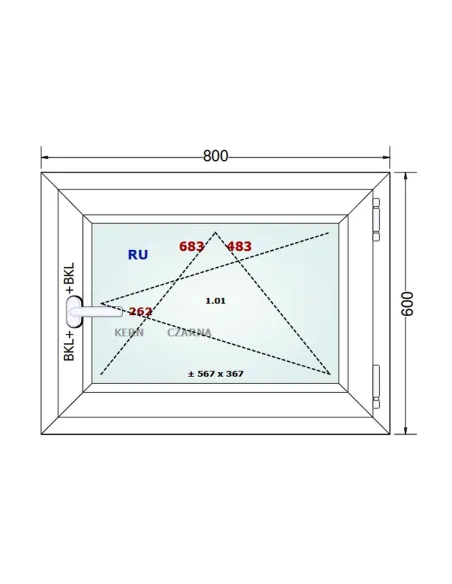 Okno PCV 80 x 60 cm Rozwierno-Uchylne Dwuszybowe Gealan S 8000