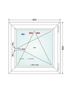 Okno PCV 80 x 80 cm Rozwierno-Uchylne Dwuszybowe Gealan S 8000 2