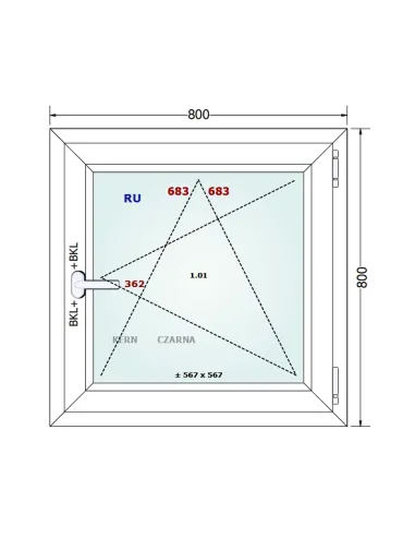 Okno PCV 80 x 80 cm Rozwierno-Uchylne Dwuszybowe Gealan S 8000