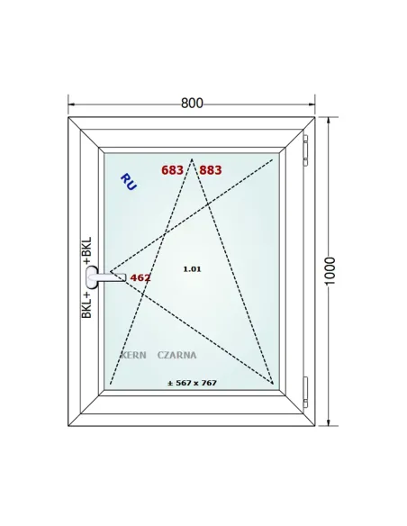 Okno PCV 80 x 100 cm Rozwierno-Uchylne Dwuszybowe Gealan S 8000