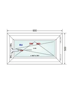 Okno PCV 90 x 50 cm Rozwierno-Uchylne Dwuszybowe Gealan S 8000 2