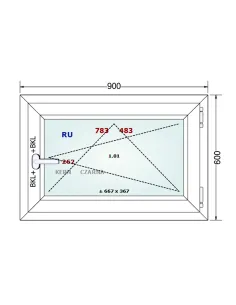 Okno PCV 90 x 60 cm Rozwierno-Uchylne Dwuszybowe Gealan S 8000 2