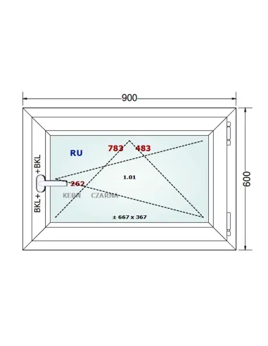 Okno PCV 90 x 60 cm Rozwierno-Uchylne Dwuszybowe Gealan S 8000