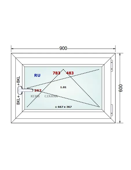 Okno PCV 90 x 60 cm Rozwierno-Uchylne Dwuszybowe Gealan S 8000