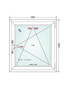 Okno PCV 90 x 100 cm Rozwierno-Uchylne Dwuszybowe Gealan S 8000 2